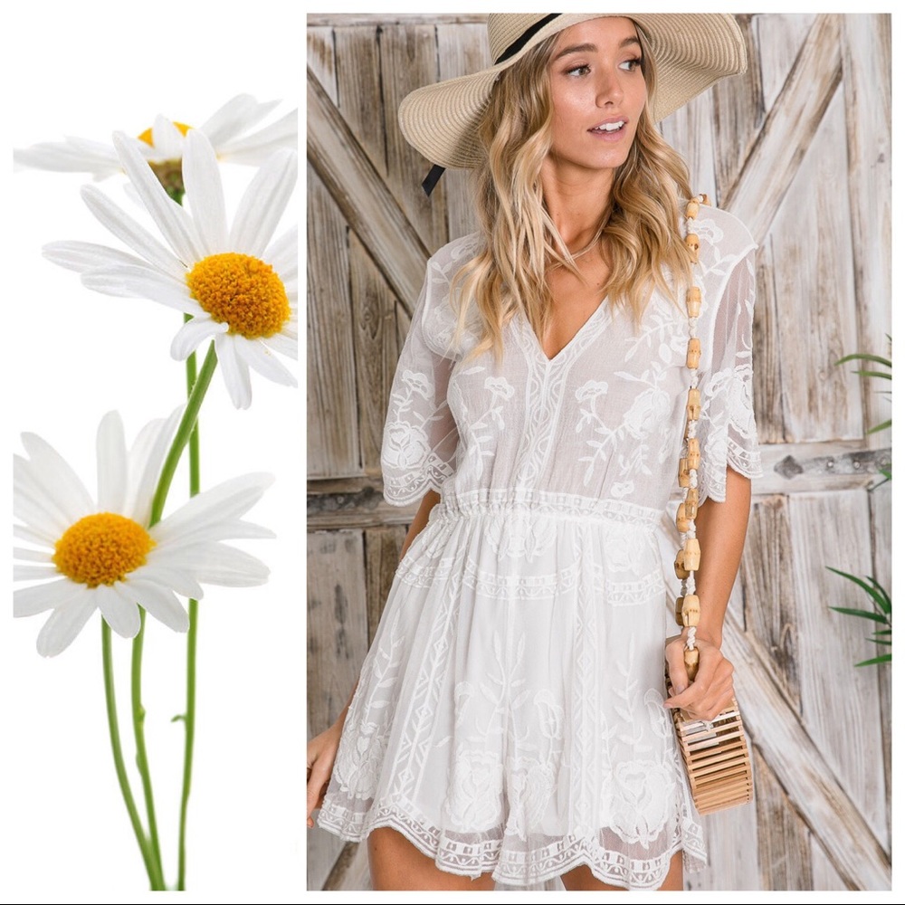 The Amelia White Boho Romper. - Picture 7 of 8
